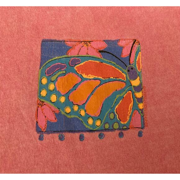 Fresh Produce Vintage butterfly hot pink midi sleeveless dress, size large - Picture 5 of 8